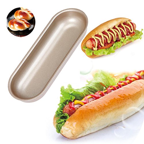 image for ChainSee Carbon Steel Hotdog Bread Loaf Bun Cake Mold Non Stick Bakewa