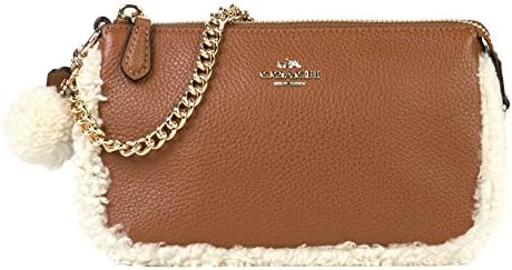 Coach Women's Large Wristlet 19 in Leather and Shearling Handbag F64705 Natural