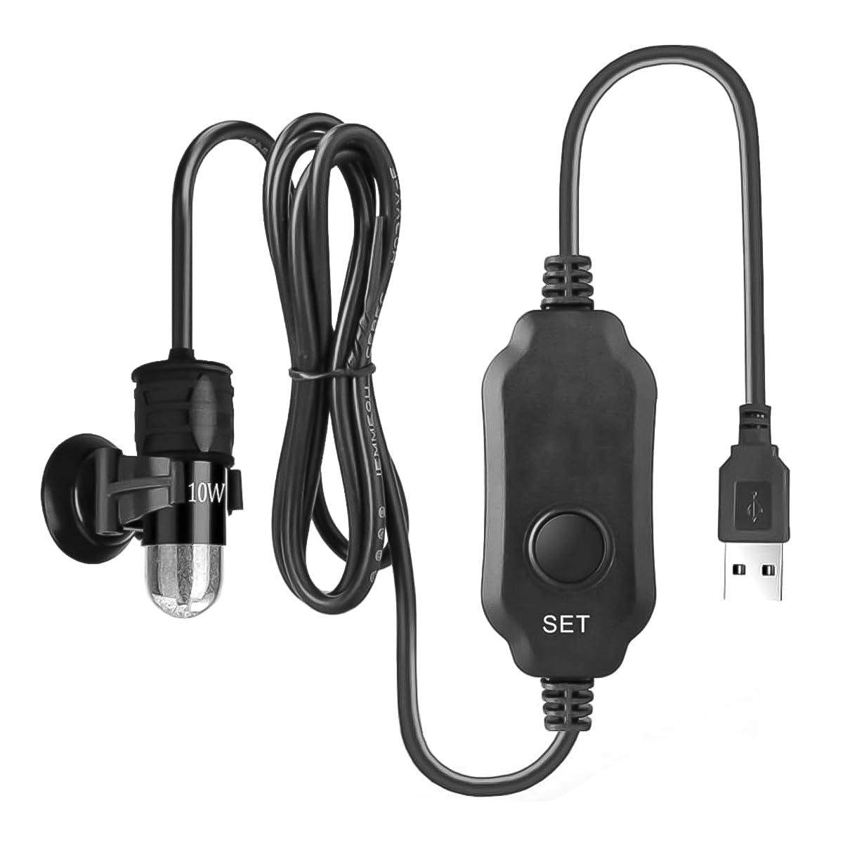 Hsthe Sea USB Powered Submersible Aquarium Heater Fish Tank Heater 10W External Temperature Controller LED Display for 2-3L Fish Tank