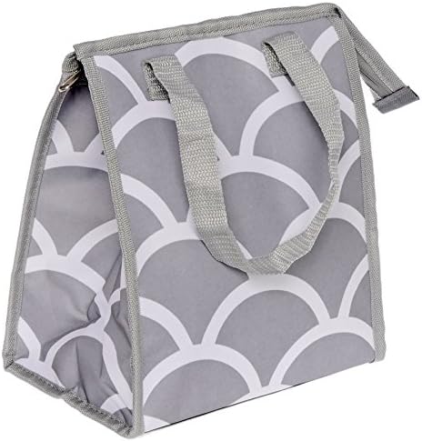 Travel Trends Fashion Print Insulated Portable Zipper Lunch Bag Grey Seashells