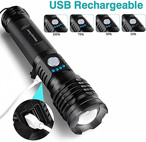 morpilot Rechargeable LED Flashlight, High Lumens, Zoomable, 5 Modes, IPX4, LED Flashlight with 26650 Battery, Waterproof Tactical Handheld Flashlight for Emergencies or Hiking (1 PCS)