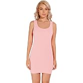 Liang Rou Women's Racerback Extra Long Tank Top Fine-Ribbed Scoop Neck