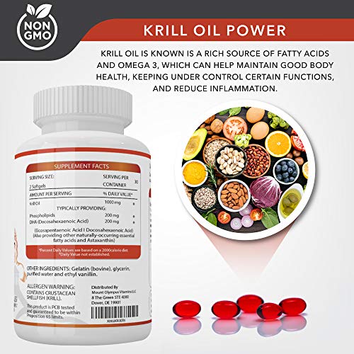 Mount Olympus Krill Oil 500mg 60 Softgel Capsules with Krill Oil