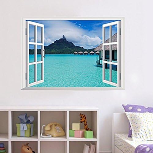 Silly 3D Seascape Backdrop Living Room Bedroom Window Sticker