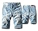 NianEr Men's Fashion Distressed Ripped Washed Denim Shorts Jean Short