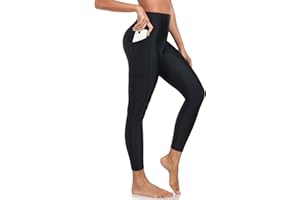 RELLECIGA Women's Swim Pants with Pockets High Waisted Swimming Leggings Swimsuit Pants for Women