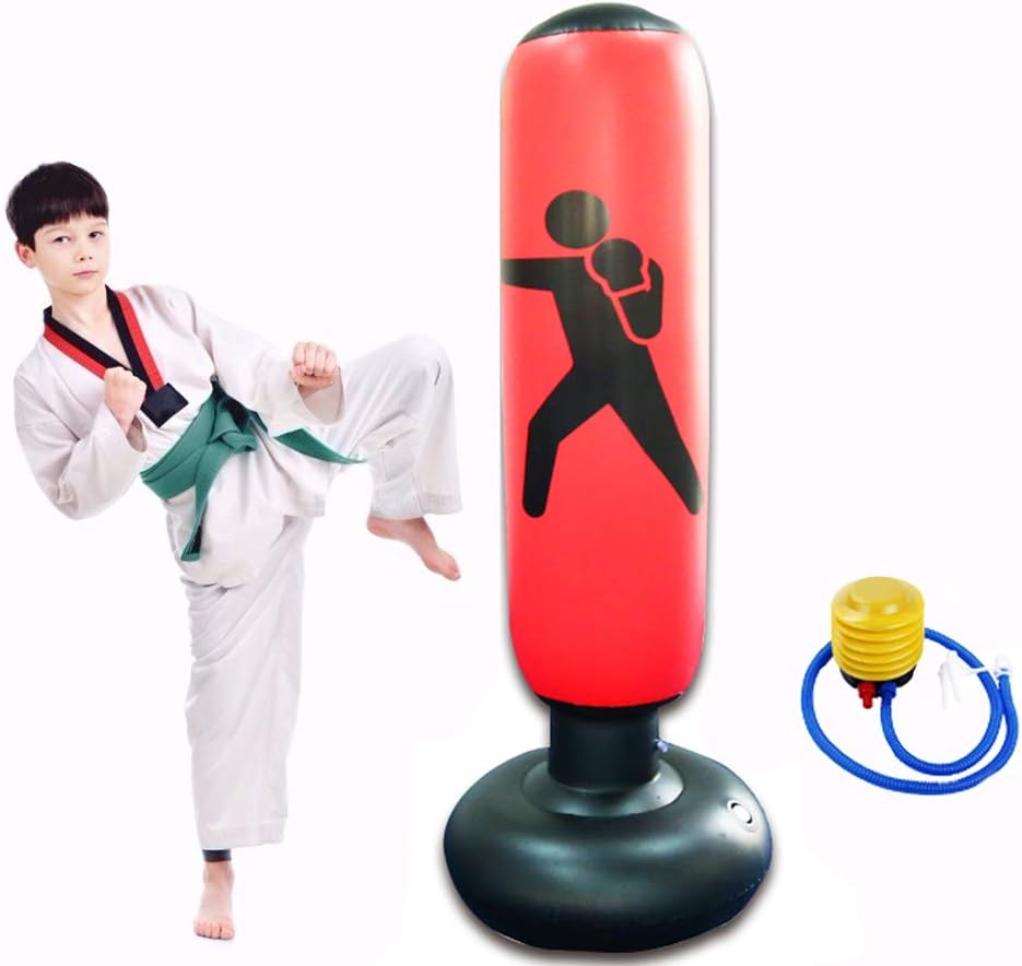 Kids Punching Bag，Fitness Punching Bag Free Standing Boxing Bag Inflatable Punching Tower Bag Punching Bag for Kids Adult Decompression Boxing Bag