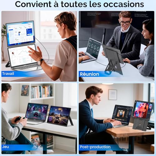 Portable Monitor, Upgraded 16" FHD 1200P Laptop Screen Extender, Adjustable Up and Down and 360°, Travel Monitor for Laptop, Laptop Screen for Windows/PC/Mac
