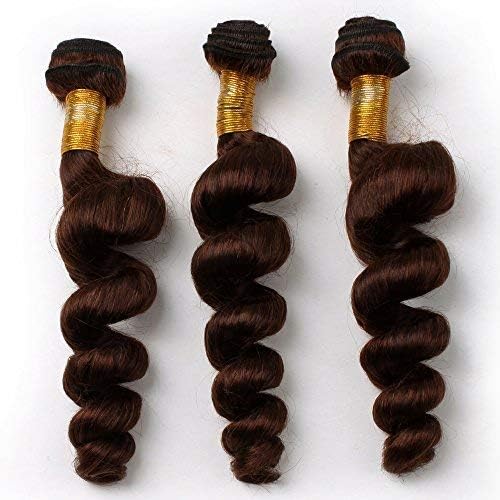 Loose Wave 3 Bundles Deal Lots 8A Real Virgin Raw Curly Human Hair Unprocessed 300g Brown Dyed (24 24 24 Inch #4)