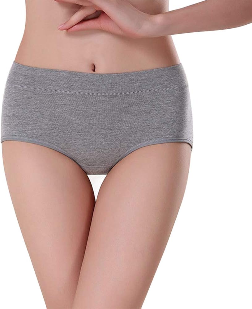 Womens Underwear,Cotton Mid Waist No Muffin Top Full Coverage Brief Ladies Panties Lingerie Undergarments for Women Multipack: Clothing