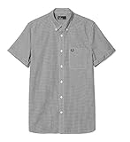 Fred Perry Men's Classic Gingham Shirt Black Button-up Shirt XL
