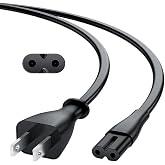 2 Prong Non-Polarized IEC C7(Figure 8) AC Power Cord Replacement by ALYYDBG | for Game Consoles(PS, Xbox), TVs(Samsung, TCL, LG, Insignia, Hisense, Roku, Fire tv), Printer, Scanner, Speaker, DVD etc. 5FT