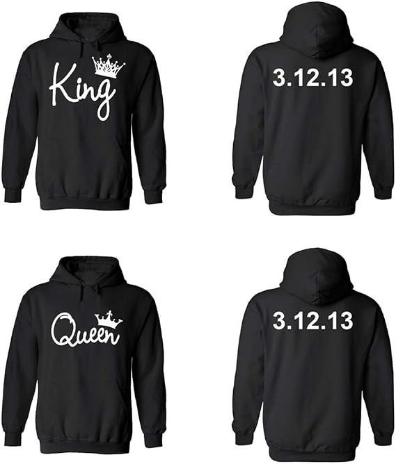 King Queen Couple Hoodies, Custom Dates 