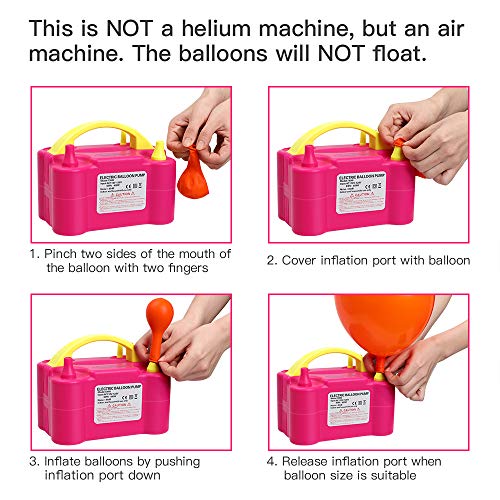 Electric Balloon Pump Inflator Blower Machine, SmilePowo Dual Nozzle Air Balloon Pump Portable 110V 600W with Standard Plug for Party Decoration Wedding Birthday Festival School Ceremony Celebration - Thumbnail 2