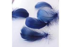 FEATUMAN 100 Pieces Navy Blue Goose Feathers for Craft, Bulk Colored Feather 3-5Inch Goose Feathers for DIY Craft Projects Festivals Weddings Birthday Party Decor
