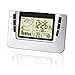 Digital Weather Station Tide Clock with Large Night Lighting LCD Screen, Temperature and Humidity Forecast, Alarm Clock, Silver