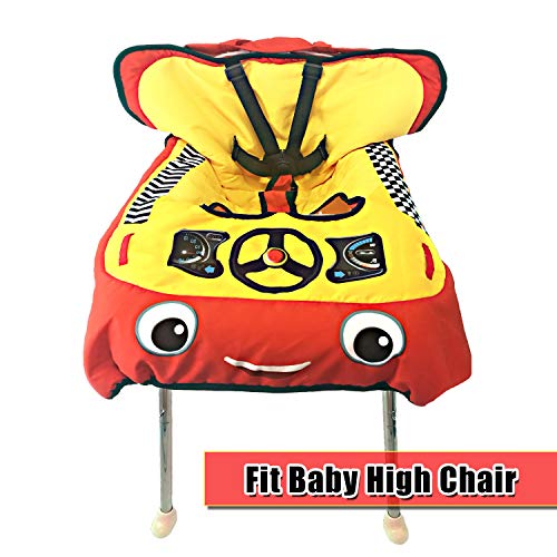 Gift Box Packing, 2-in-1 Shopping Cart & High Chair Cover for Baby with Portable Bag ✮ 5 Point Safety Harness System ✮ Universal Fit All Shopping Cart Seats&Restaurant Highchairs ✮ Cute Car (Red) - Thumbnail 5
