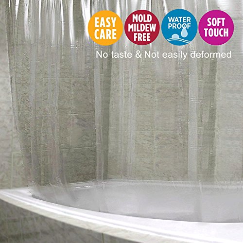 Bamyko Clear Shower Curtain Liner, 72x72 Inch Clear Shower Curtain