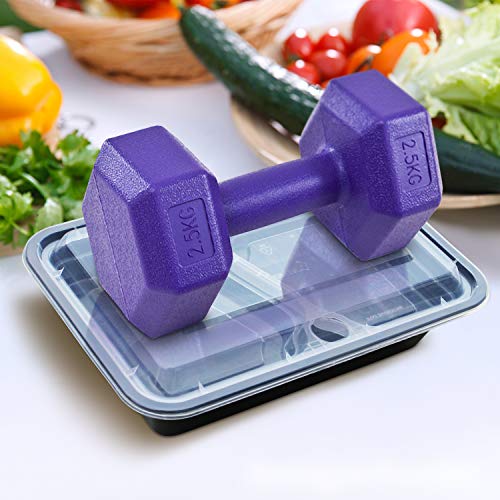 Enther 36oz Meal Prep Containers 20 Pack 3 Compartment with Removable ...