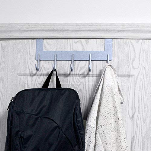 ACMETOP Over The Door Hook Hanger, Heavy-Duty Organizer for Coat, Towel, Bag, Robe - 5 Hooks, Aluminum, Matte Finish (Gray) - Thumbnail 7
