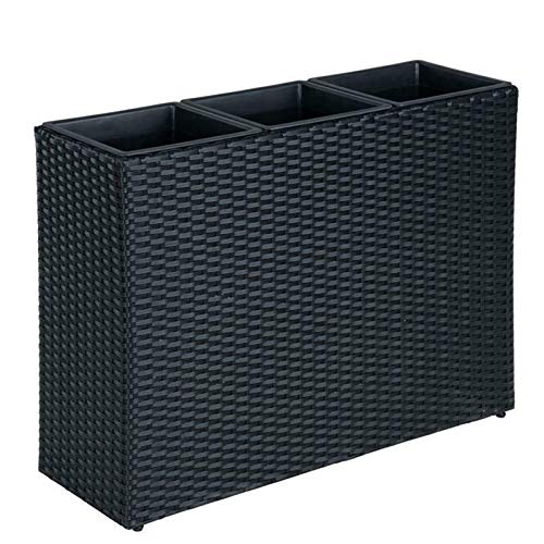 Kosoree Hochbeet Polyrattan Blumenkübel Pflanzkübel Rattan Blumentopf Set Schwarz