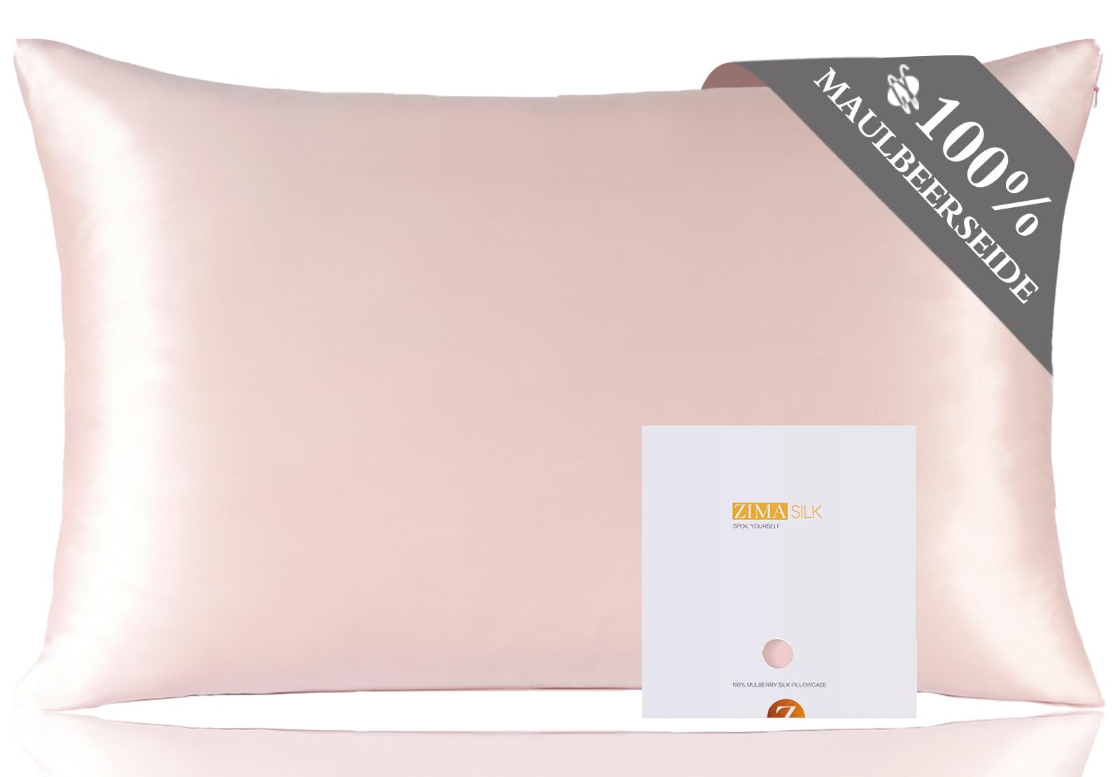 ZIMASILK 100% Mulberry Silk Pillowcase for Hair and Skin,Both Sides 19 Momme Silk, 1pc (40x80cm, Pink)