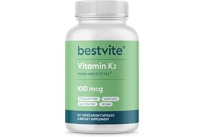 BESTVITE Vitamin K2 100 mcg as MK-7 w/Patented K2VITAL (120 Vegetarian Capsules) - No Stearates - Vegan - Non GMO - Gluten Free