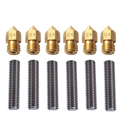 3D Printer Tool Kit - 6pcs Brass Extruder Nozzle Print Heads | 6pcs Extruder 30mm M6 Tube | 3pcs Cleaning Drill Bits | 2M PTFE Teflon Tube - Premium 3D Printer Parts and Accessories