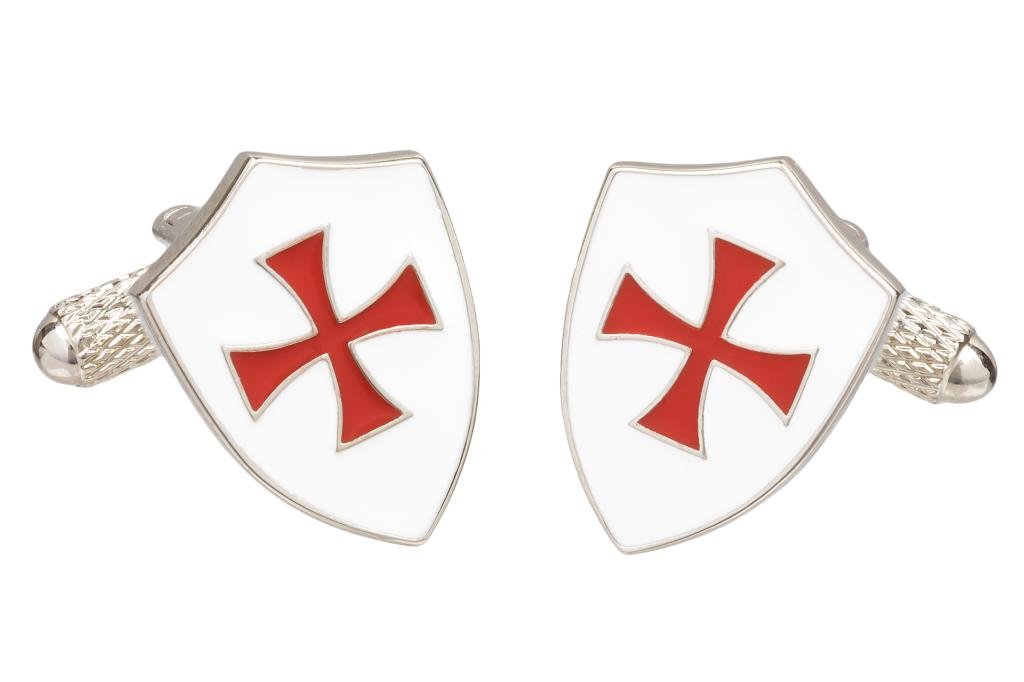 Crusader Knight Templar Shield Cufflinks In Onyx Art Box, One Size, Silver