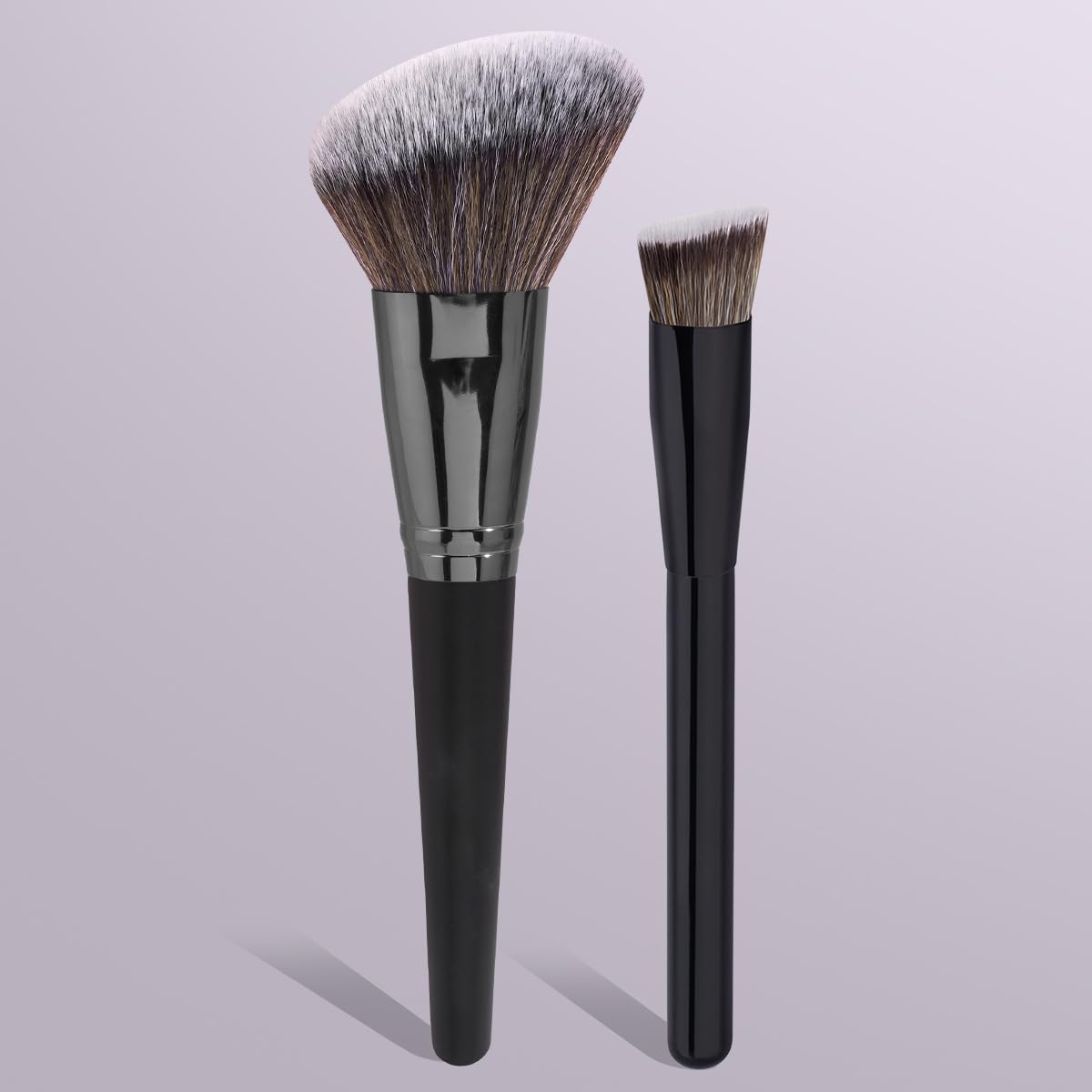 Photo 1 of 2 Wooden Handle Makeup Brushes Are Suitable For All Facial Makeup And Foundation, Cream, And Powder Cosmetics(Black)