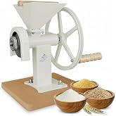 Manual Hand Grain Mill White | Heavy-Duty Hand Operated Food Grinder for Wheat, Corn, Oats, Coffee Beans, Rice &amp; Dry Grains | Hand Crank Kitchen Flour Mill for Home, Camping, Survival &amp; Everyday Use