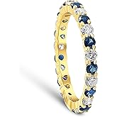 P3 POMPEII3 Pompeii 1 cttw Blue Sapphire Diamond Wedding Eternity Ring 10k Yellow Gold
