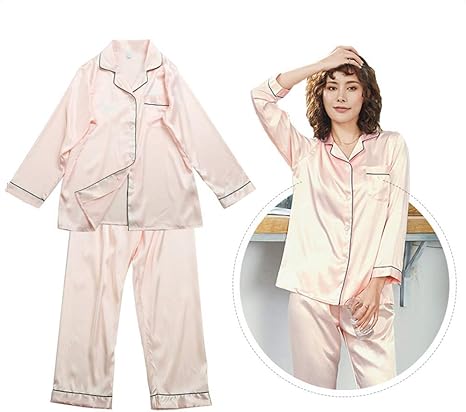 Amazon Co Jp ルームウェアセット 女性刺繍パジャマサテンレディースpjセット長袖パジャマツーピースセット 上下セット 部屋着 色 ライトピンク サイズ Xl ホーム キッチン