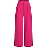 OYOANGLE Girl's Textured Elastic Waist Wide Leg Dress Pants Basic Solid Loose Palazzo Trousers