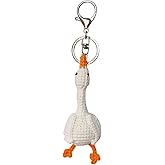 ZIUGLIKAL Hand Crocheted White Goose Keychain Car Key Backpack Charm Key Ring Gift Couple's Model Birthday (White Goose)