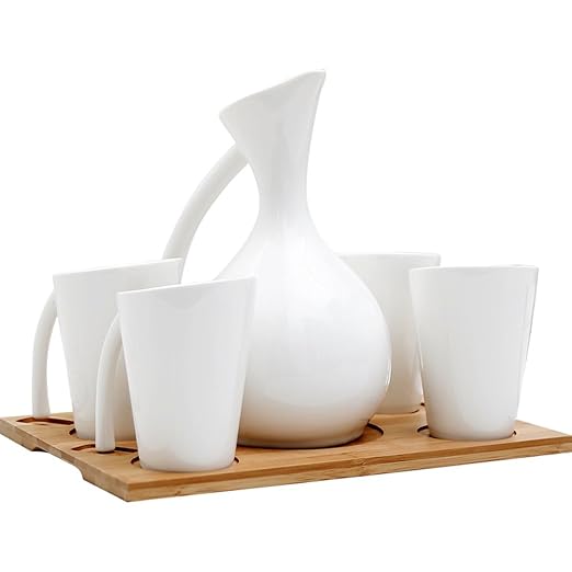 Eoco Platos de comedor-White Coffee Pot Plato de porcelana Durable ...