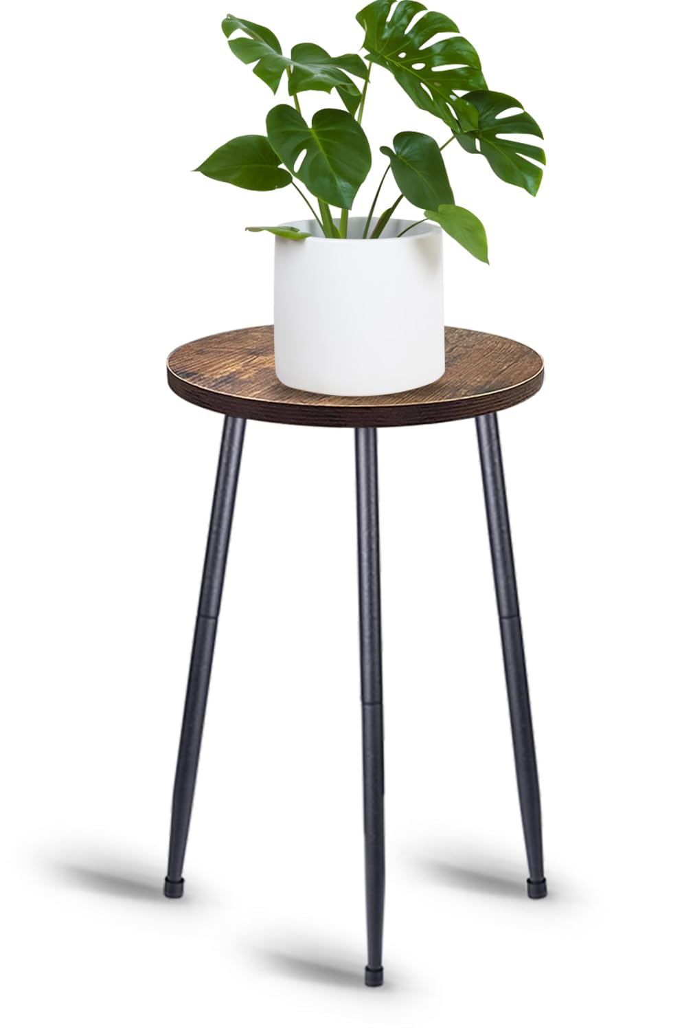 MUAEEOK Indoor Plant Stand, Mid Century Plant Stand Plant Table for Flower Pots, Heavy Duty Metal Tall Plant Holder, Modern Home Decor Small Round Side End Table (Brown)