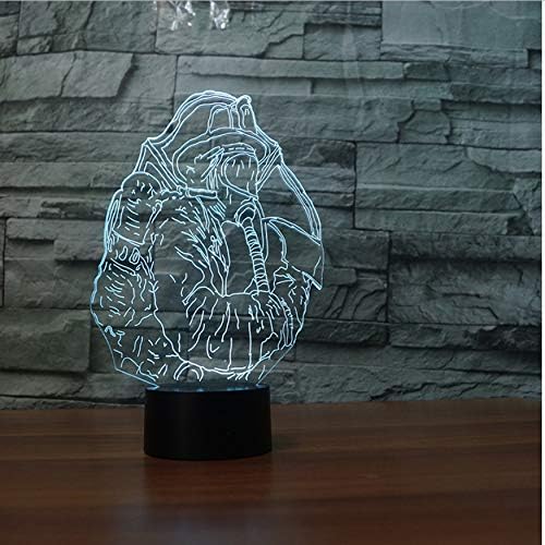 3D Night Lights 3D Night Lights Led 7 Colorful Firemen Modelling Table Lamp USB Bedroom Bedside Decor Creative Firefighter Sleep Lighting Gifts