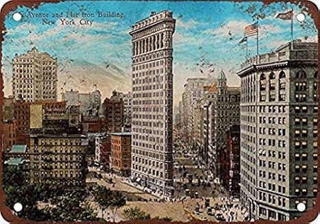 Amazon Co Jp Tibbng フラットアイアンビルディングフィフスアベニューコーヒーハウスヴィンテージメタルティンウォールサインプラークポスターパブバーオフィスホームクールクラシックギフトみすぼらしいシックなプレゼントx30cm ホーム キッチン