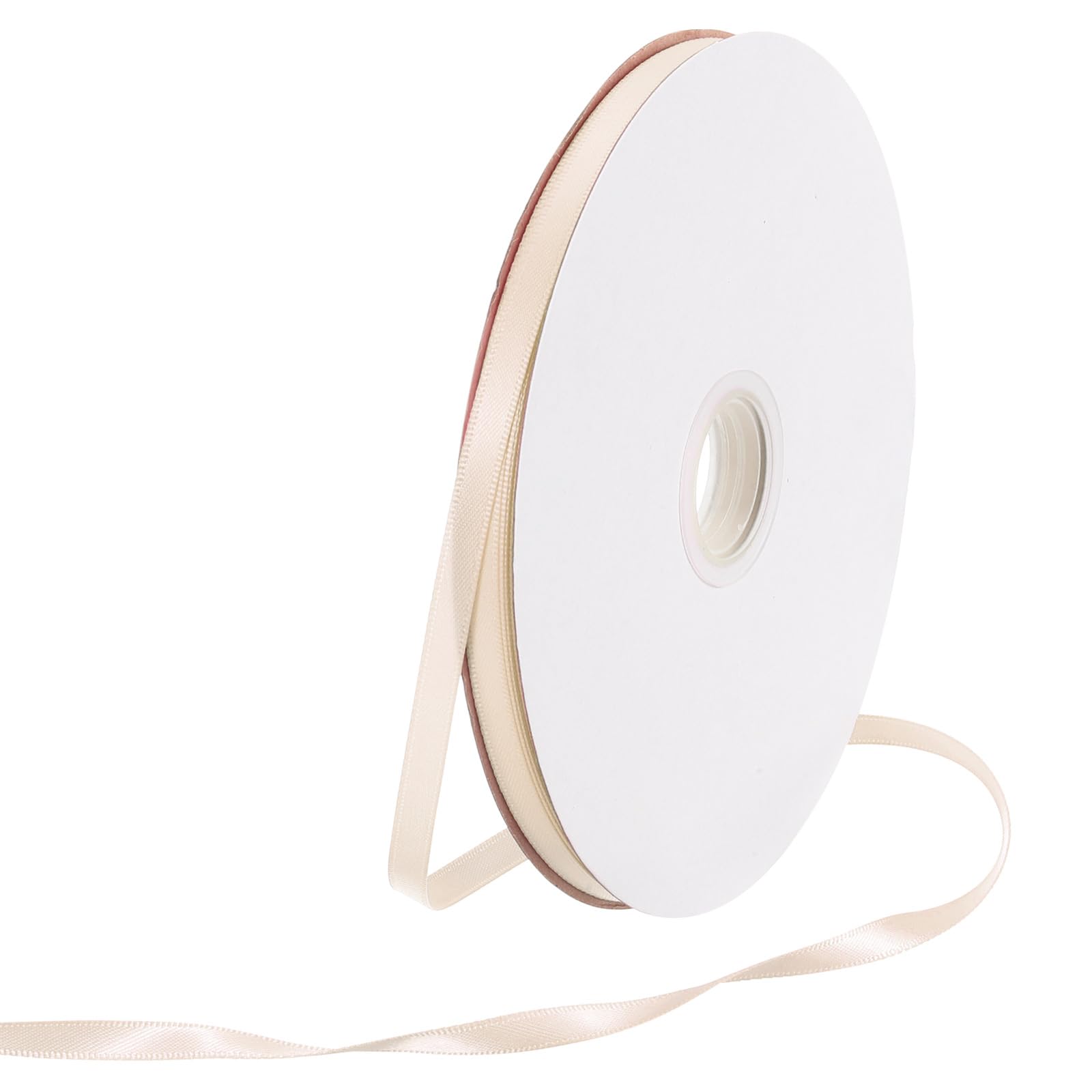 Rebower 6mm Satin Ribbon 64m Thick Double Face Grosgrain Silk Ribbon, [for Gift Wrapping, Hair Bows, Wedding, Cake, Flower] - 70 Yard/210ft/ Beige