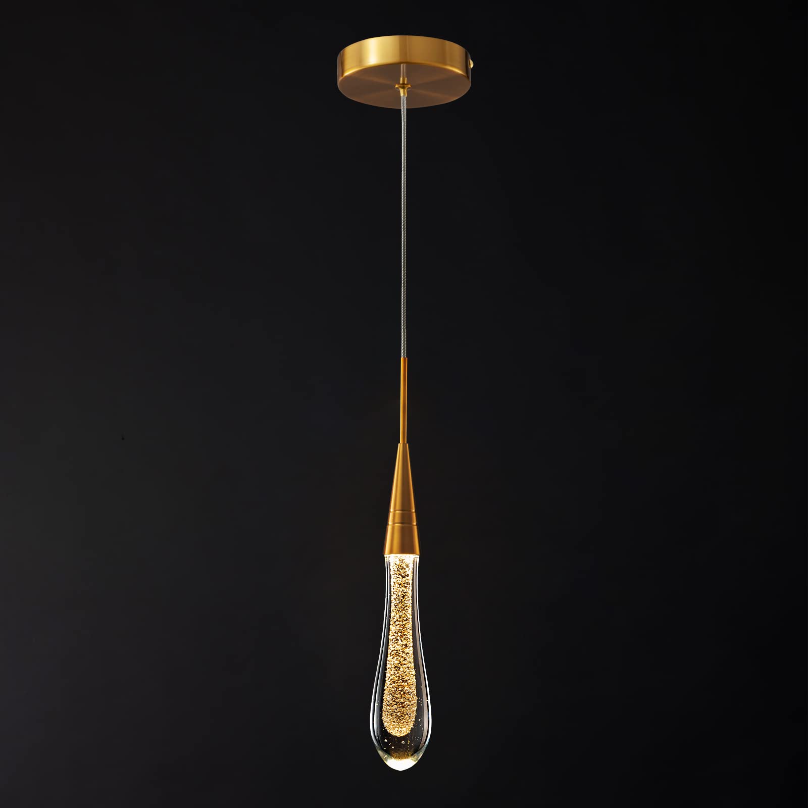 Photo 1 of LMQNINE Kitchen Light Fixtures Ceiling Dimmable LED Modern Gold Pendant Light Mini Teardrop Crystal Pendant Light for Kitchen Island Bedroom Hallway Entryway (1-Pack)