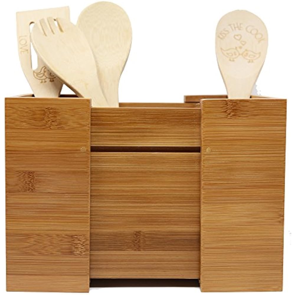 Bamboo Utensil Organizers Expandable Holder OrganizerConstructed From