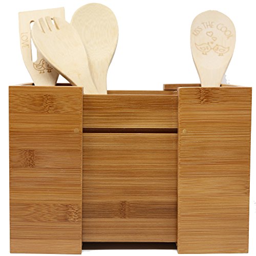 Bamboo Expandable Utensil Holder OrganizerConstructed from 100 Real