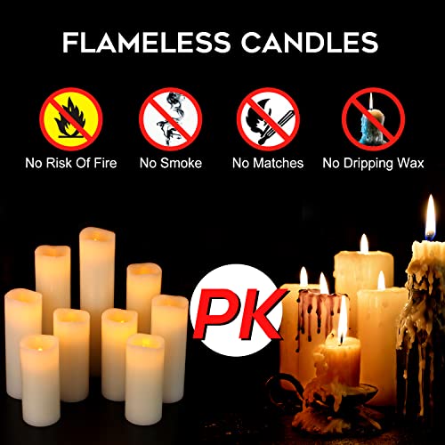 Candlium Flameless Candles Battery Operated Candles Ivory Real Wax Candles 9 Pack (D 2.2\
