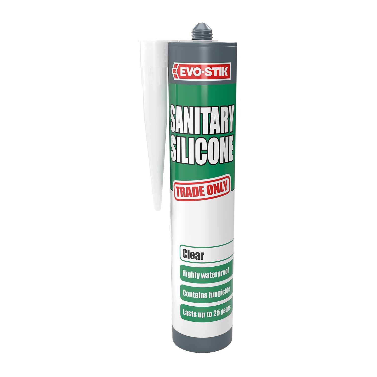 EVO-STIK Sanitary Silicone Sealant Clear - For Kitchens and Bathrooms - Waterproof & Mould Resistant