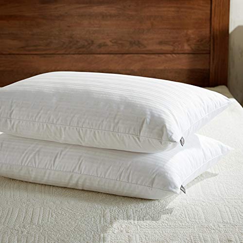 downluxe goose feather down pillow - juego de 2 almohadas para dormir con funda de 100% algodón de primera calidad, tamaño queen