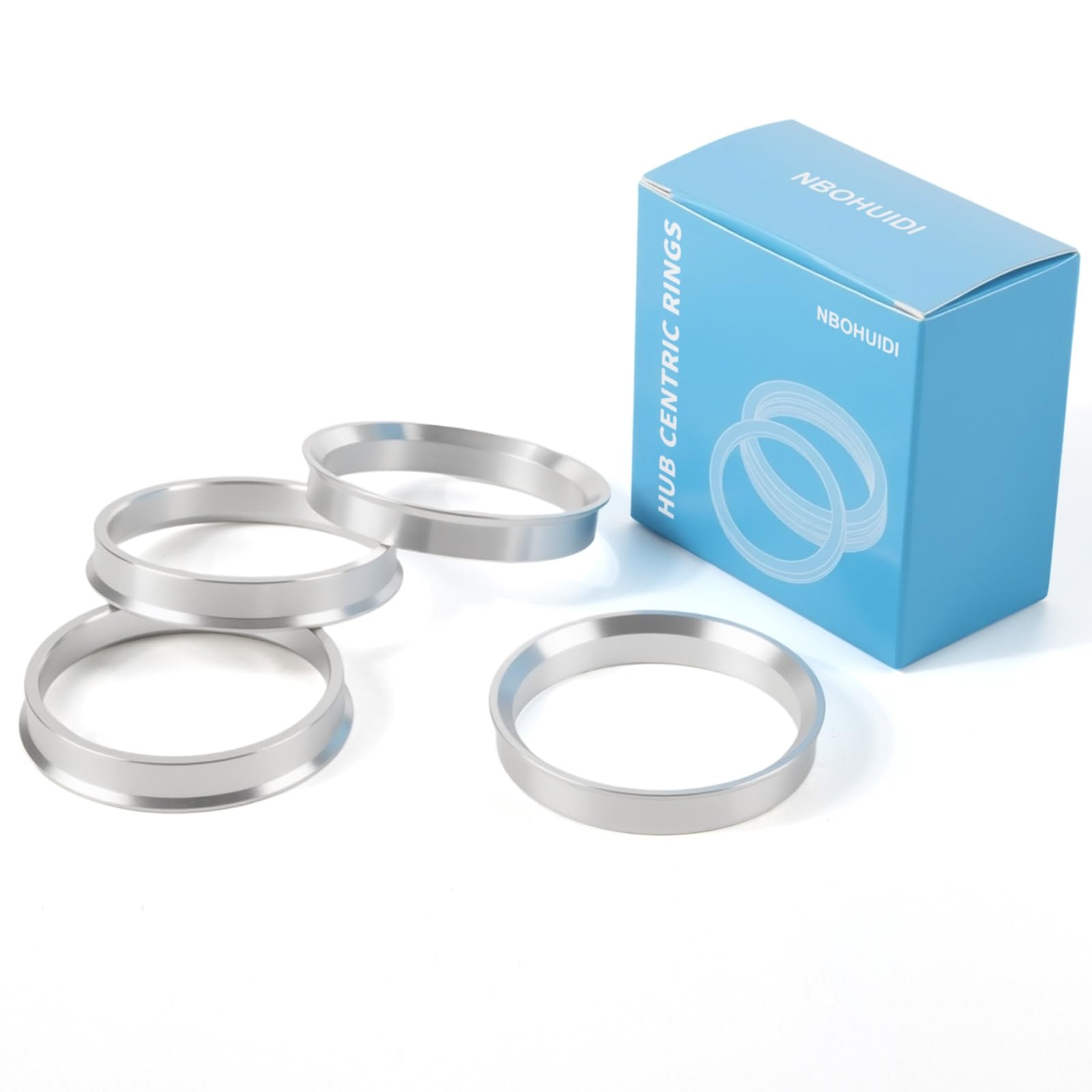 Photo 1 of NBOHUIDI Hub Centric Rings 66.1mm to 71.5mm (Pack of 4), Aluminum Alloy Wheel Hub Rings for Lexus is GS RX, Toyota Crown Reiz Mark X, Inner Diameter 66.1mm to Outer Diameter 71.5mm - Silver