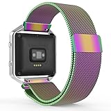 MoKo Fitbit Blaze Band , Milanese Loop Mesh Stainless Steel Bracelet Watch Strap for Fitbit Blaze Smart Fitness Watch with Unique Magnet Lock, No Buckle Needed, Frame NOT Included -COLORFUL