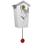 KOOKOO Birdhouse White, modern design cuckoo clock with 12 natural bird voices or cuckoo call