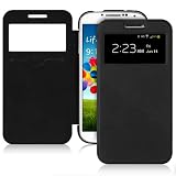 Duzign Window Display Folio Case with Card Slot (Black) for Samsung Galaxy S4 i9500 (Automatic Power On/Off Display)